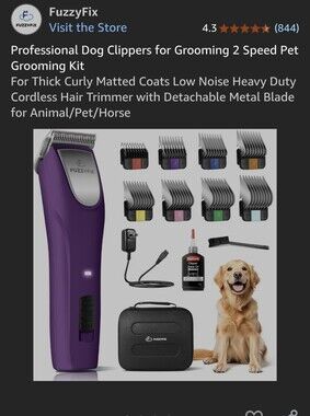 FuzzyFix Professional Pet Clipper Kit for Dog/Cats ( Open Box) NEVER USED!!